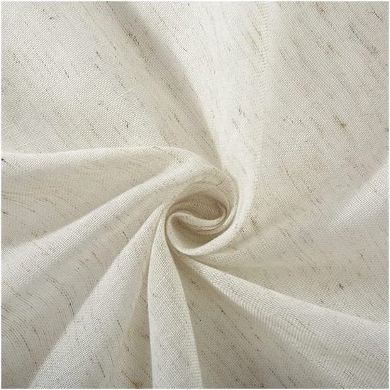 Vitrage linnenlook gordijn, lange moderne effen bistrogordijn, halftransparant deurgordijn, keukengordijnen, korte gordijnen BxH 132 x 183 cm, beige, 1 stuk