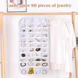 Sieradenorganisator met 80 zakken Transparante hangende organisator Sieradenhouder Opbergtas voor oorbellen Kettingen (wit)
