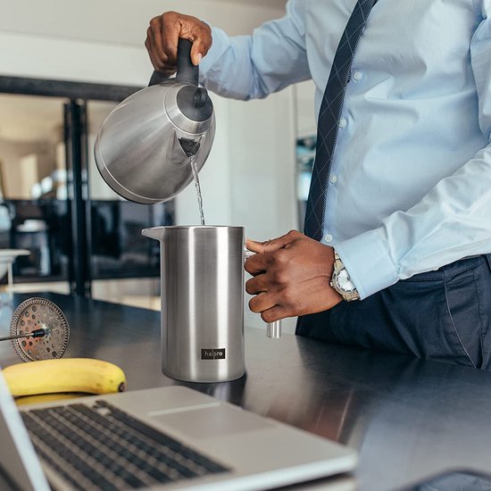 Premium French Press Koffiezetapparaat van roestvrij staal, dubbelwandig, geïsoleerd, langdurig verwarmd, koffiepers + 3 reservefilters