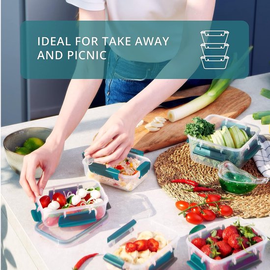 Butterfly - Set 3 x 1,2 l vershouddozen met deksel, luchtdichte maalprepboxen, -40 tot +100 graden, BPA-vrij plastic, tupperblikjes, magnetronservies, vriesdozen, voor vaatwassers