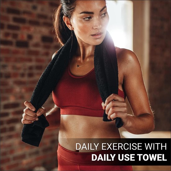 Sweet Needle - Handdoekenset, zwart - 2 badhanddoeken, 2 handdoeken en 2 washandjes, dagelijks gebruik 500 GSM ringgesponnen, 100% katoen, zeer absorberend voor badkamer, douche en cadeau (Pack van 6)