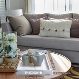 Dienblad van PU-leer, modern, elegant, rechthoekig, decoratief dienblad met metalen handvat, grote capaciteit, lederen serveerplaat voor eten, dranken, sieraden, sleutels, woonkamer, keuken, ijdelheid (wit marmer)