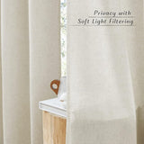 Linen Curtains, Short, Semi-Transparent Linen Curtain, Boho, Set of 2, H 160 x W 140 cm, Living Room Curtains, Linen Look, Short Semi-Transparent Curtains with Eyelets, Linen Curtains,