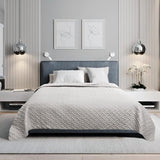 Bedsprei Sprei met geometrisch patroon,dekbedovertrek patchwork omkeerbaar Zacht en aangenaam 220x240cm,Lichtgrijze