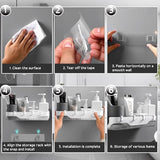 2 stuks badkamerrekken doucherek zonder boren wandrek badkamer zelfklevende doucheplank plastic douchemanden met 4 haken badkamerrekken badplank zonder boren plank voor badkamer