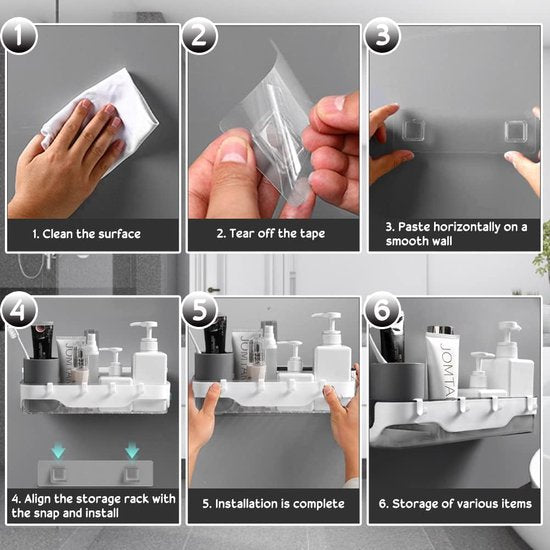 2 stuks badkamerrekken doucherek zonder boren wandrek badkamer zelfklevende doucheplank plastic douchemanden met 4 haken badkamerrekken badplank zonder boren plank voor badkamer