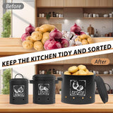 3-pack aardappelbewaardoos, veelzijdige aardappelpottenset met ventilatiesysteem houdt groenten langer vers, ideaal voor uienopslag en aardappelopslag (zwart)