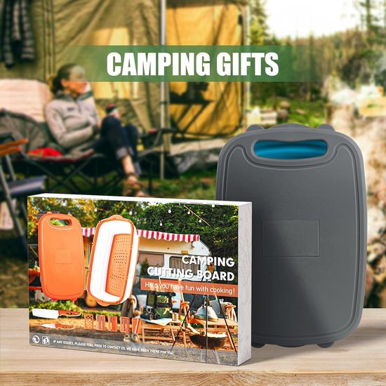 9-in-1 snijplank, multifunctioneel, opvouwbare snijplank, keuken met 5 groentesnijders en 2 messen, draagbare snijplank, kunststof, opvouwbare afvoermand voor kamperen, barbecueën, outdoor