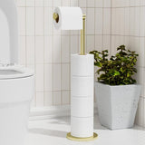 Staande toiletrolhouder, opvouwbare papierhouder, roestvrijstalen badkamerstandaard, roestvrij, vrijstaande opslagdispenser voor 5 rollen