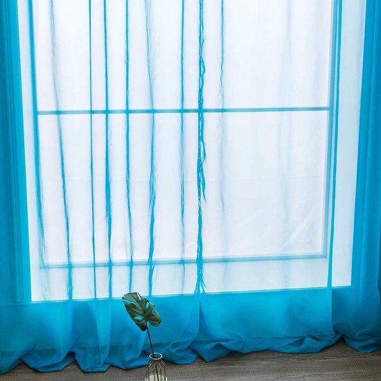 Voilegordijnen, 2-delige set, transparant, polyester, met lussen, luchtig, decoratief, voor slaapkamer en woonkamer