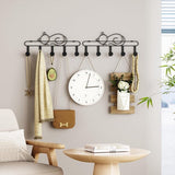 Door Hook for Hanging, Door Hook Rail Set of 2 Each with 5 Hooks Coat Hooks Jacket Holder Door Wall Coat Rack Black Interior Door Hanger for Bathroom, Wall, Kitchen