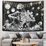 wandtapijt, ogen, wanddoek, menselijk skelet, wandtapijt, zwart-wit, esthetisch, hippie, gotisch wandtapijt voor slaapkamer, woondecoratie, wanddoeken, 150 x 130 cm