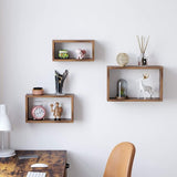 Wandplanken, set van 3 kubussen, lengte 40/35/30 cm, voor woonkamer, slaapkamer, werkkamer, vintage bruin