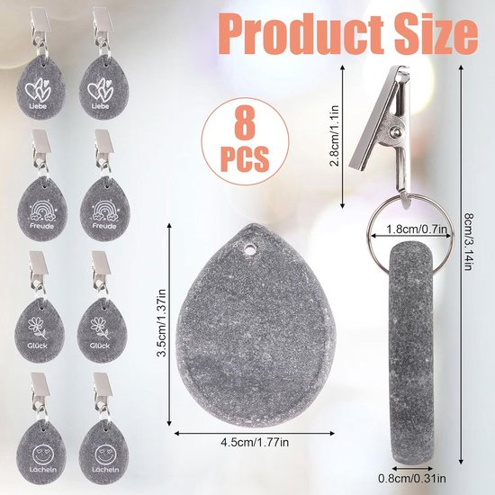 8 stuks tafelkleedgewichten voor buiten, tafelkleedgewichten van natuursteen met clip, tafelkleedhouder, gewichten, tafelkleed met 4 patronen (liefde, bloem, zon) voor feest, picknick, bruiloften