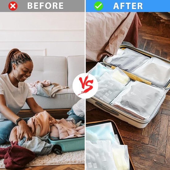 Zip zakken voor op reis, 5 maten, herbruikbare ritszakken, reistas, waterdicht, geurdicht, koffer-opbergtas, kledingtassen voor kleding, schoenen, ondergoed, cosmetica (40 stuks)