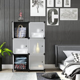 Insteekplank 6 kubussen opbergsysteem combinatieplanken met deuren plankkubus doe-het-zelf multifunctioneel reksysteem plank modulair voor woonkamer, slaapkamer, badkamer zwart