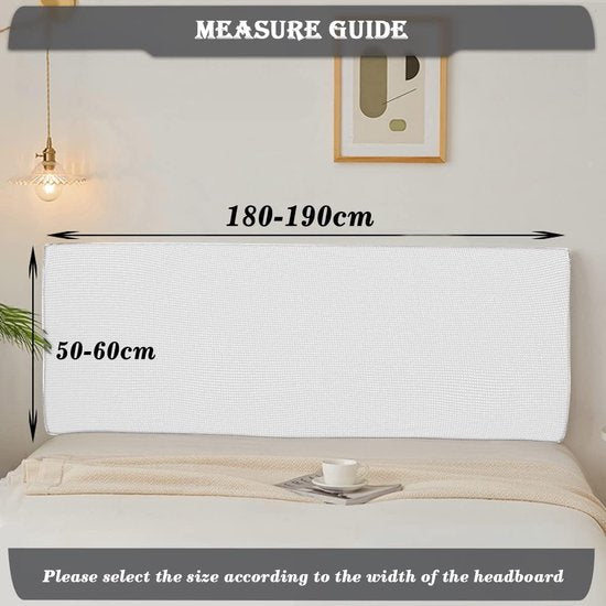 Beschermhoes voor het hoofdbord van het bed, rekbaar, 180-190 cm, stofdicht, verdikt, wit
