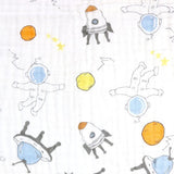 deken, 6-laags knuffeldeken, babykatoen, 110 x 110 cm,babydeken, luierdeken, zachte deken voor badhanddoek, kinderdeken voor pasgeborenen, uniseks (blauw astronaut)
