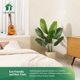 kunstmatige paradijsvogelplant 150 cm kunstmatige tropische palmboom met 10 bladeren perfecte kunstplanten in pot voor binnen en buiten thuis kantoor tuin moderne decoratie (1 pak)