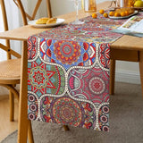 Mandala patroon tafelloper boho-stijl - boho tafelloper bont ornament commode tafelloper voor restaurants, bruiloften, tafelkleden, tuintafel van linnen katoen - 33 x 183 cm