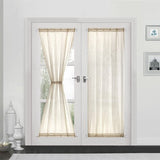 Vitrage linnenlook gordijn, lange moderne effen bistrogordijn, halftransparant deurgordijn, keukengordijnen, korte gordijnen BxH 132 x 183 cm, beige, 1 stuk