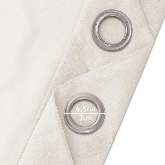 Doorschijnend gordijn met oogjes, transparant gordijn, set van 2, lichtbeige, 225 cm