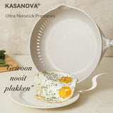 KASANOVA Wit 3-delige Pannenset,bestaande uit een pan van 20/24/28 cm,Niet-stick Kookgerei Set, Niet giftig,Compatibel met alle fornuizen