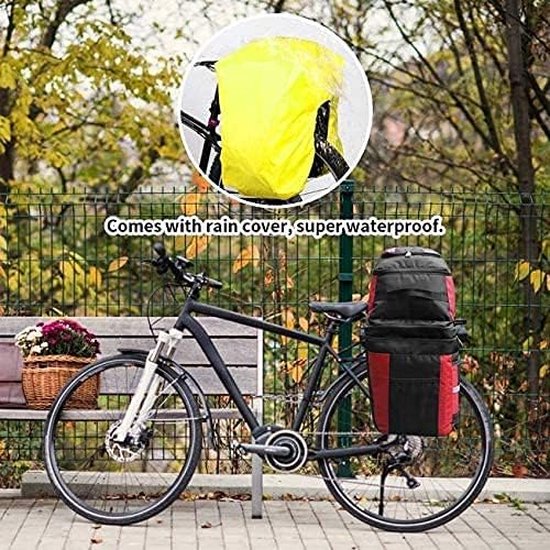 3-in-1 fietstas voor bagagedrager, 70 liter, fietstassen achter, waterdichte bagagedragertas voor lange afstanden fietsen