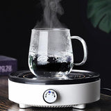 Theemok met zeef, glazen theekop met bamboedeksel, 420 ml, theemok van borosilicaatglas, transparante theekop voor thee, bloeiende thee, theezak, hittebestendig, voor thuis en op kantoor