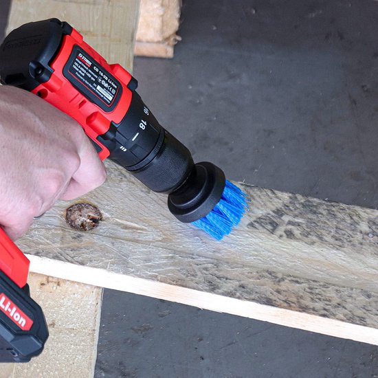 Krachtreinigingsborstels, 6-delige borstelopzetset, gezeste schacht, middelhard boorborstels voor tegels, keramiek, hout, kunststof, blauw middelhard, voor accu schroevendraaier en boormachine