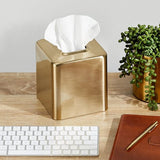 Modern vierkant metalen papier Facial tissue Box Cover Houder voor Badkamer Vanity Countertops, Slaapkamer Dressers, Nachtstands, Desks en Tables - Zacht Messing