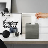 Hars cosmetische tissuedoos, tissuedoos, vierkante rol papier, tissuedoos met uitschuifbare basis voor eetkamer, badkamer, slaapkamer, auto, kantoor - zilvergrijs