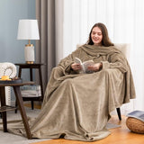 Deken met mouwen en voetenzak, fleece, microvezel, zachte fleecedeken, dagdeken, tv-deken om aan te trekken, cadeau voor vriendin, moeder