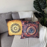 Set van 4 decoratieve kussenhoezen, katoenen linnen kussenhoes, kleurrijk Oost-Boheems mandalapatroon, decoratief kussen, bankkussen voor bank, auto, slaapkamer, 45 x 45 cm