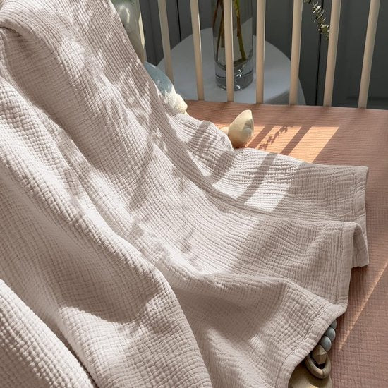 Mousseline Deken Baby - Ademende babydeken, babydekens pasgeboren, zachte kruipdeken voor kinderen, mousseline slaapdekens voor peuters meisjes jongens 120x120cm (ivoor)