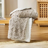 Deken voor de bank, gebreide deken, woondeken, knuffeldeken, 150 x 200, bankdeken, dubbel gezicht, extra zacht, wollig, woonkamer, wollen deken, taupe, bankdeken, bankdeken, bankdeken