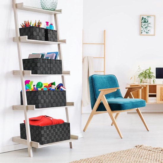 Opbergmand 34,4 cm, set van 6 stapelbare multifunctionele opbergmanden, opbergmanden voor het opbergen en organiseren van badkamer/keuken/kamer/handdoeken (grijs)