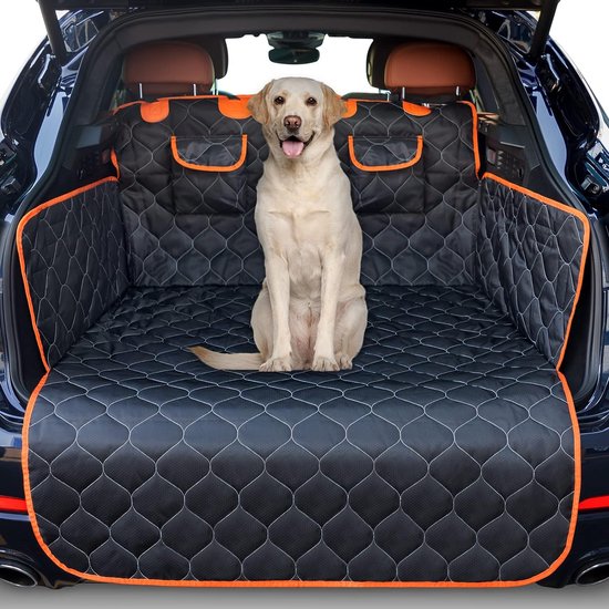 Kofferbakbeschermer voor honden met zijbescherming, universele hondendeken, kofferbakbeschermer met bumperbescherming, antislip, waterdicht, krasbestendig, autodeken, beschermmat voor stationwagen, bestelwagen en SUV