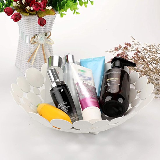 Ronde witte fruitschaal van ijzer moderne fruitmand broodmand decoratieve schaal opslag voor brood fruit groenten in keuken woonkamer eettafel diameter 30 cm