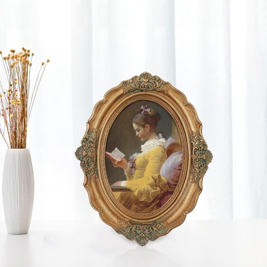 Fotolijst Barokke ovale lijst 7 x 5 trouwfotolijst geschikt voor foto's van 12,7 x 17,8 cm in goud voor wand- en tafeldisplay