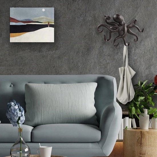 Octopus kapstokken, rustieke kapstokken, gietijzeren muurhaken met schroeven, kapstokken muur om op te hangen, kleding, sleutels, hoeden, tassen, donkerbruin