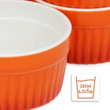 ragoutvinkom - ovenvaste vormpjes in rood en oranje - creme brulee kom - dessertkom met elk 185 ml