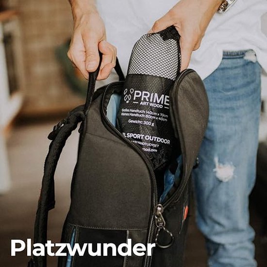 Microvezelhanddoekenset van 2 (70 x 140 cm en 40 x 80 cm) Sneldrogend, extreem absorberend, ultralicht Reishanddoekenset met tas - Ideaal voor buiten, reizen, kamperen