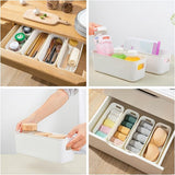 Opbergmand van kunststof, 30 cm, 6 stuks opbergmanden met handgrepen, kleine organizer voor badkamer, rek, keukenkast, rek (wit)