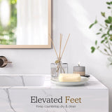 Keramische zeepbakje, cosmeticadienbladen, marmeren zeephouder met gouden rand, ovaal, zeepbakje, organizer, zeeponderzetter, dienblad voor keuken, badkamer, wastafel, marmerwit