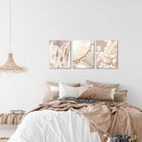 Klaar om op te hangen - wandafbeeldingen set in boho stijl - beige afbeelding XXL voor de woonkamer N008735a, 30x40 cm - 3 afbeeldingen.