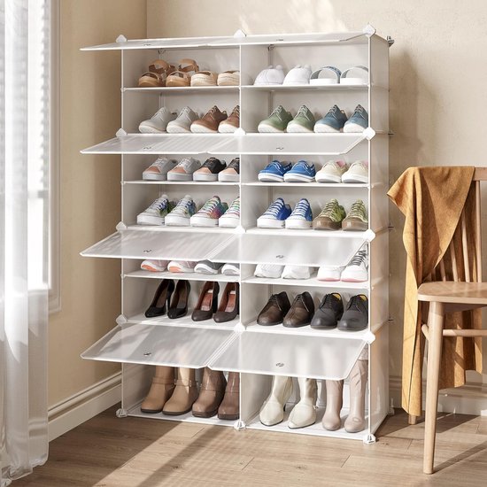 Schoenenrek, kastorganizer, kast slaapkamer, schoenenrek, stapelbaar, schoenenkast, voor hal, slaapkamer, ingang, schoenenrek rekken voor schoenen (2 x 8)