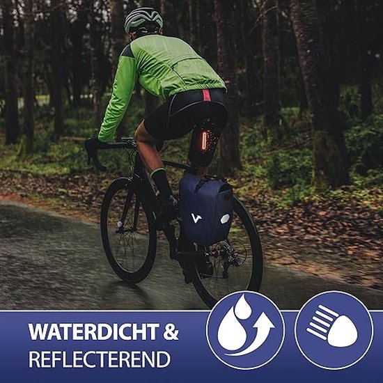 Valkental - ValkBasic 20L - Blauw - Waterdichte bagagedragertas fietstas voor bagagedrager met reflectoren