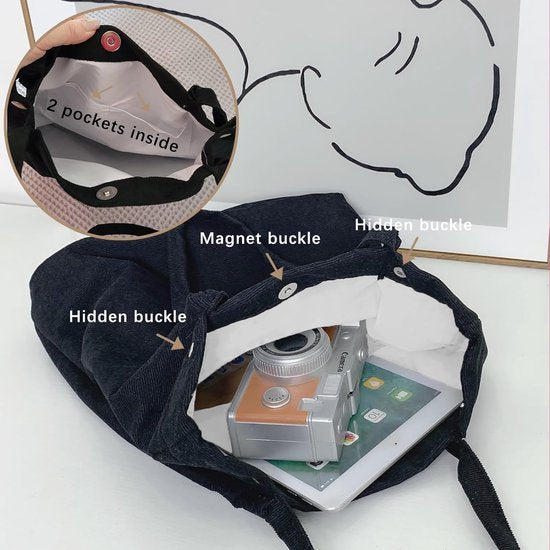 Grote schoudertas Corduroy schoudertas voor dames Strandtas Cordbag Crossbodytas Shopper Tote Bag Boodschappentas Handtas Shopper voor werk Winkelen School