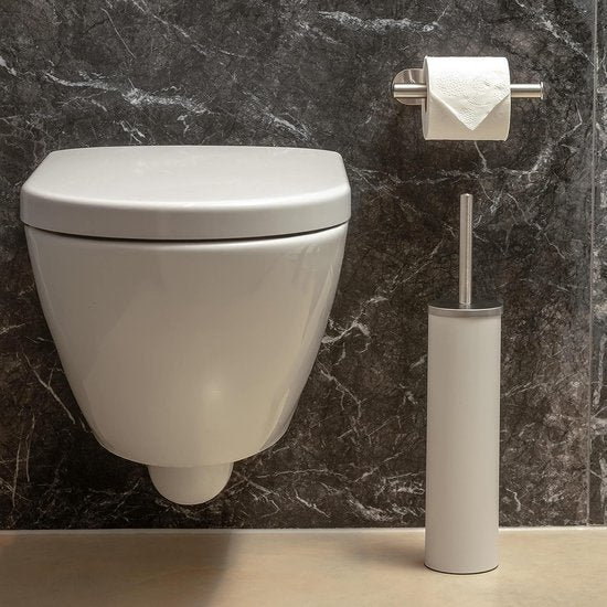 toiletrolhouder | Zelfklevende badkameraccessoires | wandmontage | Geen boren nodig | Geborstelde matte afwerking | Zwart of chroom (roestvrij staal, zilver)